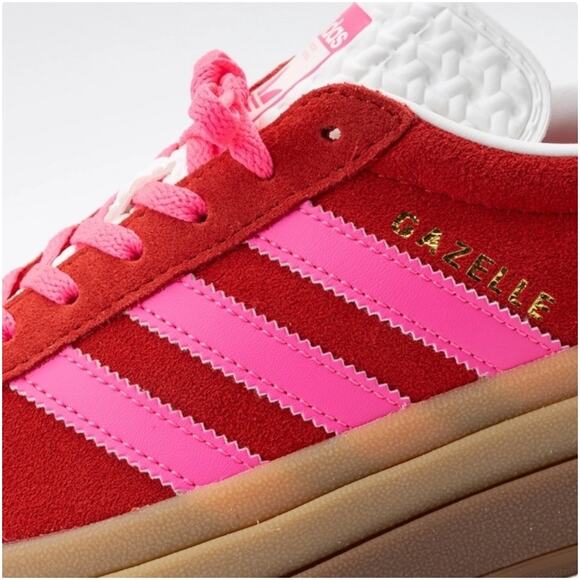 NEW Adidas Women’s GAZELLE BOLD COLLEGIATE RED/LUCID PINK Casual Shoes/Sneakers - Picture 6 of 16